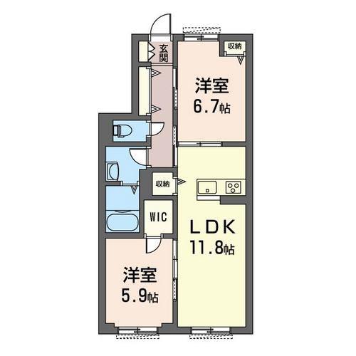 アドラブル(2LDK/1階)の間取り写真