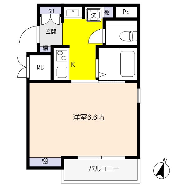 ピアイーストハウス(1K/1階)の間取り写真
