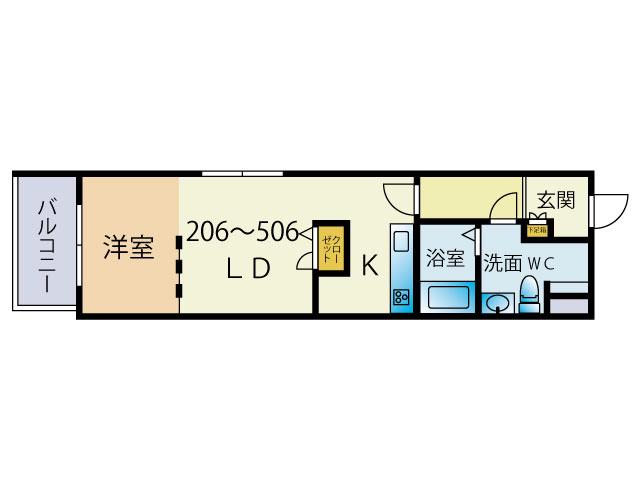 GRANPASEO大濠(1LDK/3階)の間取り写真