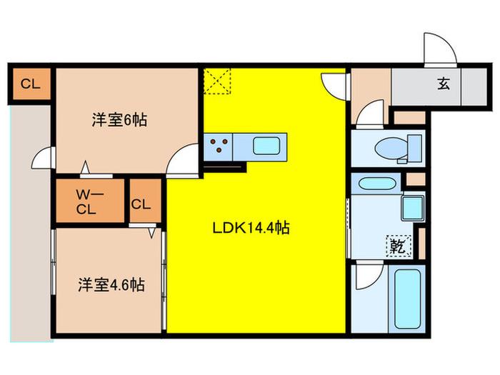 D-RESIDENCE岡町(2LDK/1階)の間取り写真