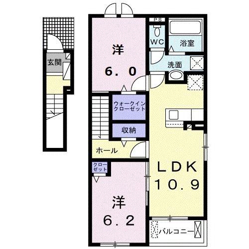 セードゥ ヴィランテI(2LDK/2階)の間取り写真