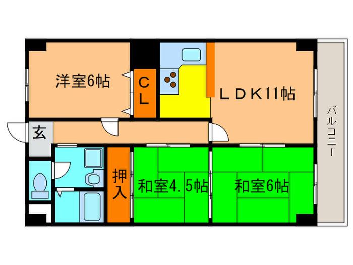 R&E川西ビル(3LDK/3階)の間取り写真