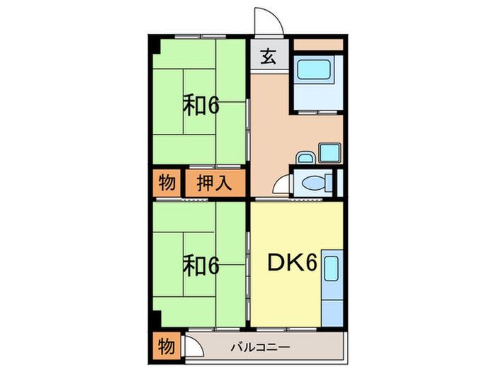 マンション芦苑(2DK/3階)の間取り写真