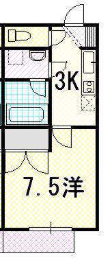 サンホーム南国(1K/1階)の間取り写真