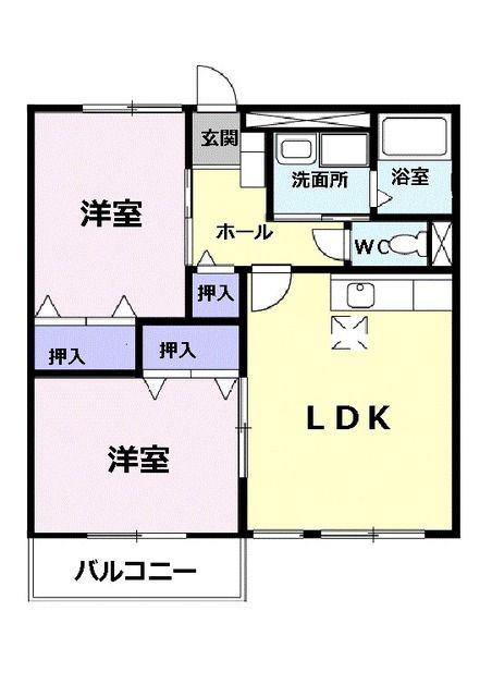 河辺ハーベストA(2LDK/1階)の間取り写真