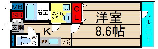 ワイアンドリノ レジデンス(1K/9階)の間取り写真