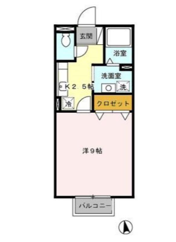 ロータス(1K/2階)の間取り写真