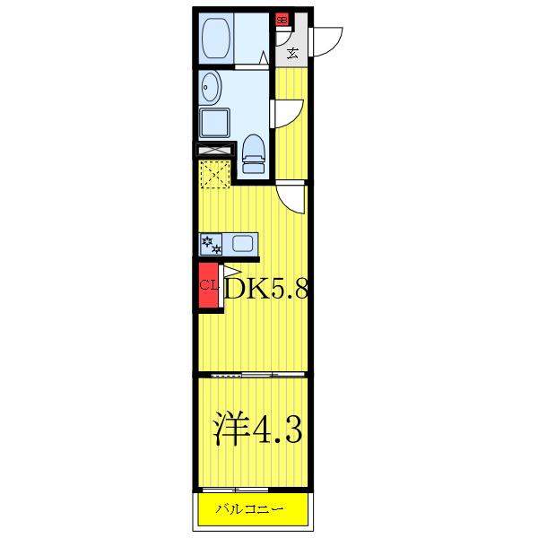 RIVER RESIDENCE 中十条(1DK/2階)の間取り写真