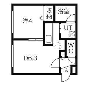 ガレリアN13(1DK/2階)の間取り写真