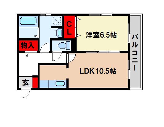 キャトルセゾン(1LDK/2階)の間取り写真