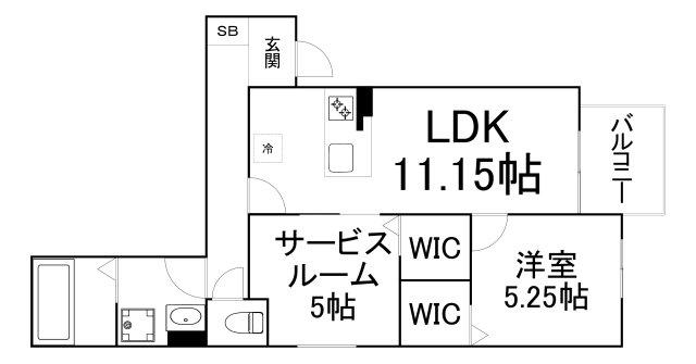 IL MIO CORTE高殿(2LDK/3階)の間取り写真