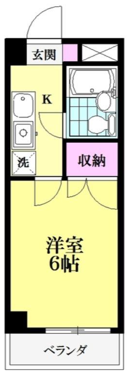 インペリアル(1K/2階)の間取り写真