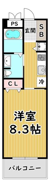 ルナコート塚本(1K/8階)の間取り写真