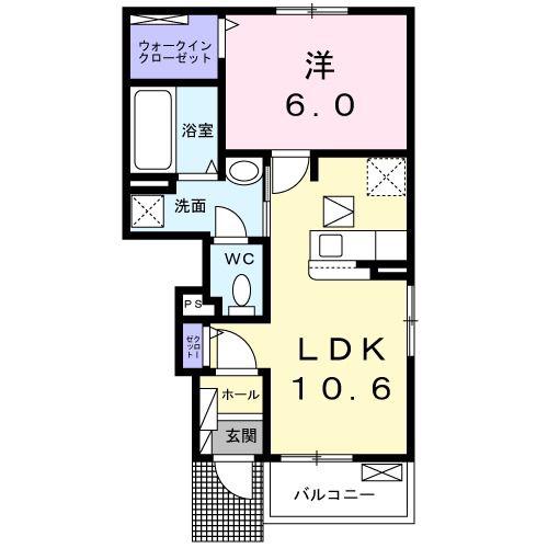 レガリアI(1LDK/1階)の間取り写真