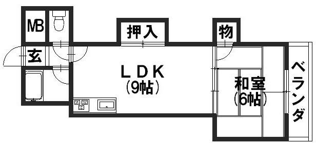 シャルレ1番館(1LDK/4階)の間取り写真
