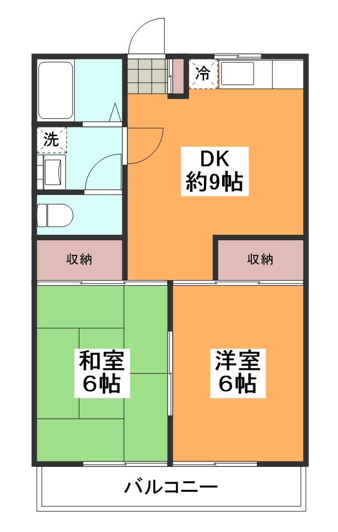 ハイム誠(2DK/2階)の間取り写真