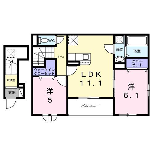 沢良宜東町アパート(2LDK/2階)の間取り写真
