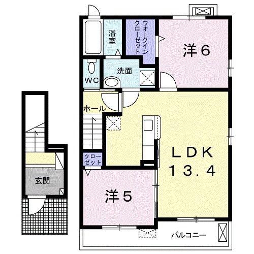 ANGEL HEART NKT(2LDK/2階)の間取り写真