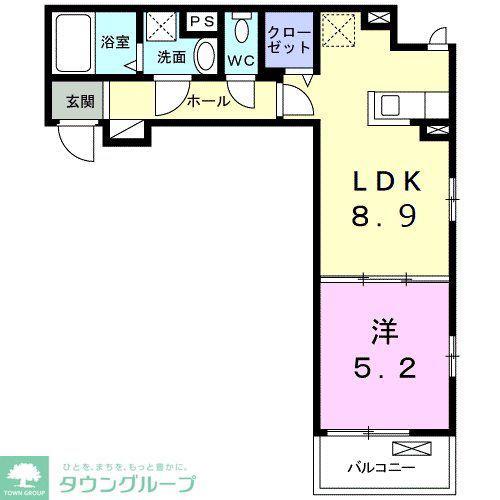 アマネセル(1LDK/2階)の間取り写真