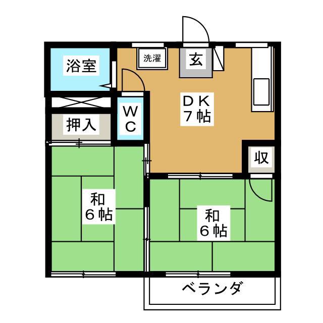 フォーブル山本A(2DK/1階)の間取り写真