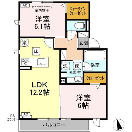 ルビーロマン(2LDK/1階)の間取り写真