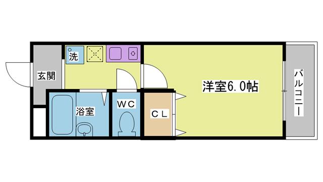 名谷パインハイツ(1K/2階)の間取り写真