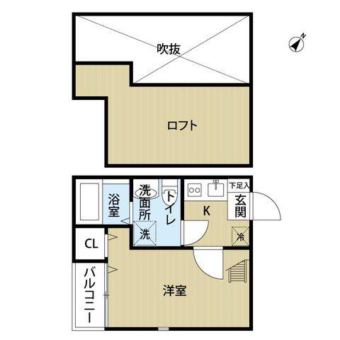 ハッピーフォーエバー箱崎(1K/2階)の間取り写真