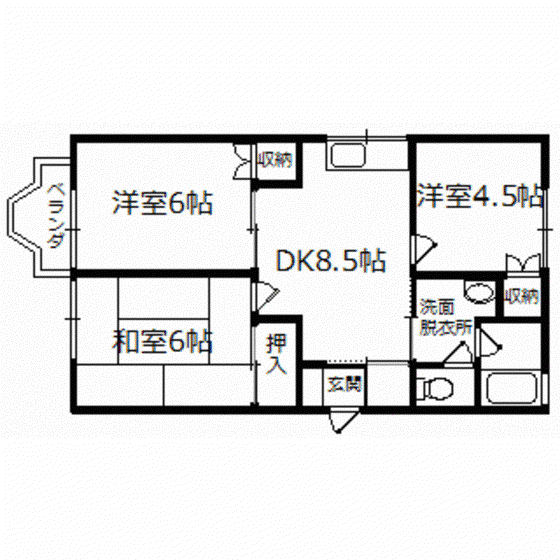 シティハイムレトアI(3DK/2階)の間取り写真