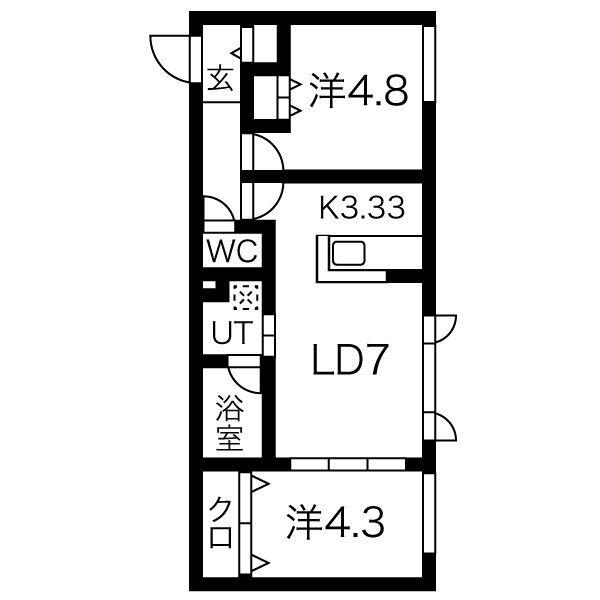 バイオレットヴィラ(2LDK/2階)の間取り写真