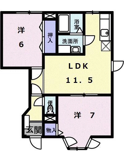 光シャトー(2LDK/1階)の間取り写真