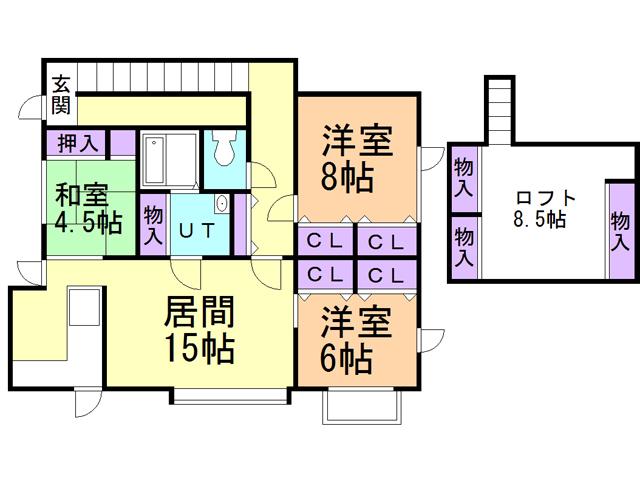 室蘭市水元町45 12アパート(3LDK/2階)の間取り写真
