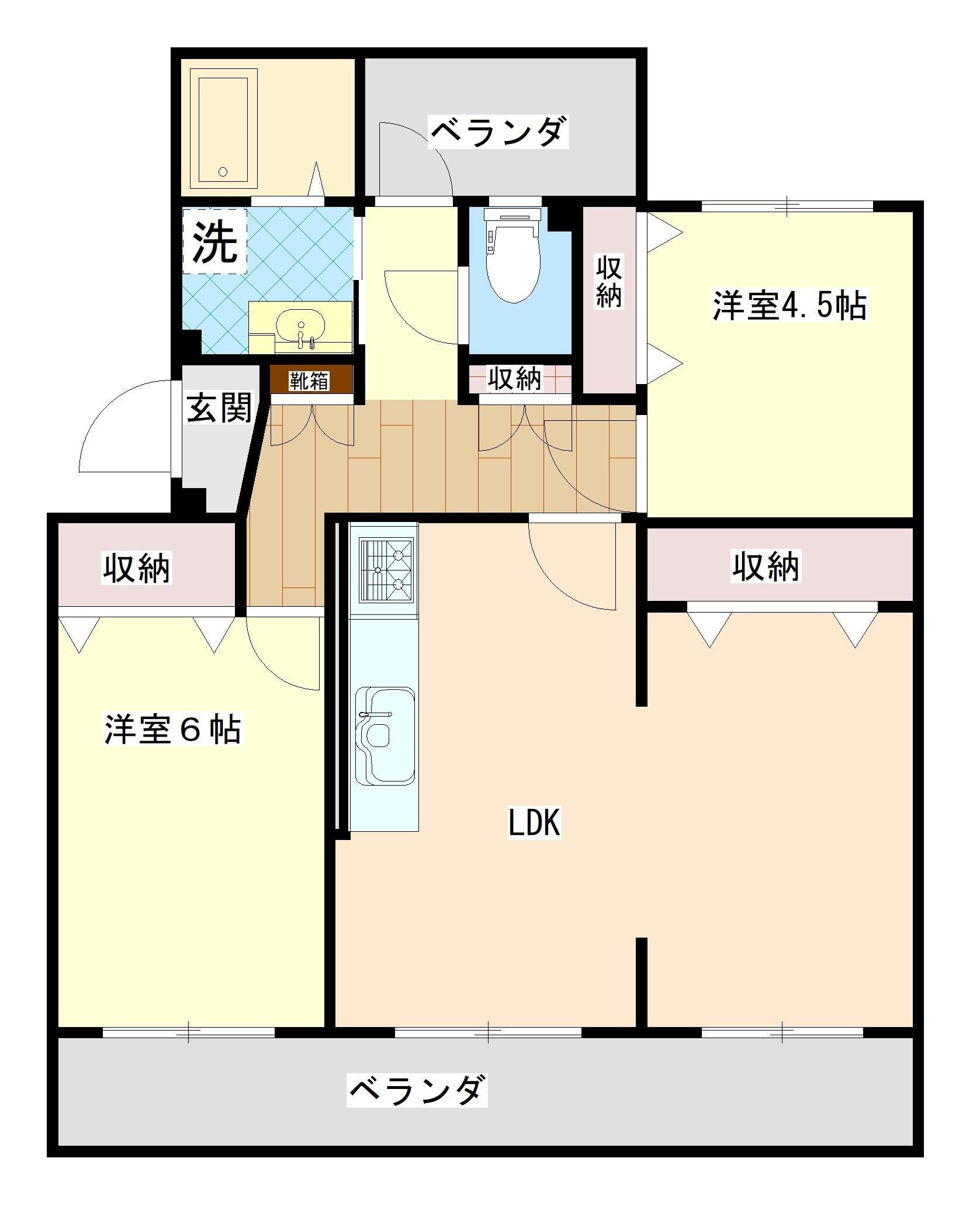 こぐまマンション屋島II(2LDK/1階)の間取り写真