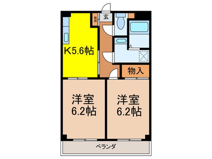 USコート(2K/2階)の間取り写真
