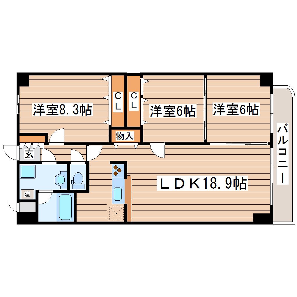 ラ・トゥール(3LDK/8階)の間取り写真
