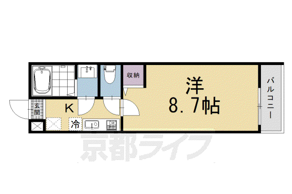 フラッティ西院プレミア(1K/1階)の間取り写真