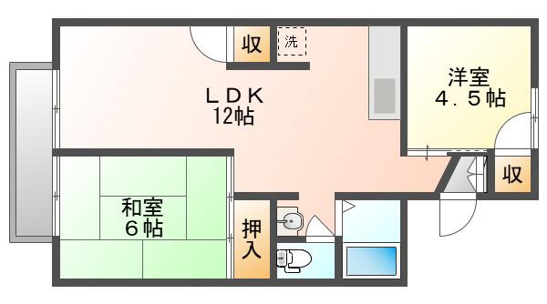 パレーシャル関(2LDK/1階)の間取り写真
