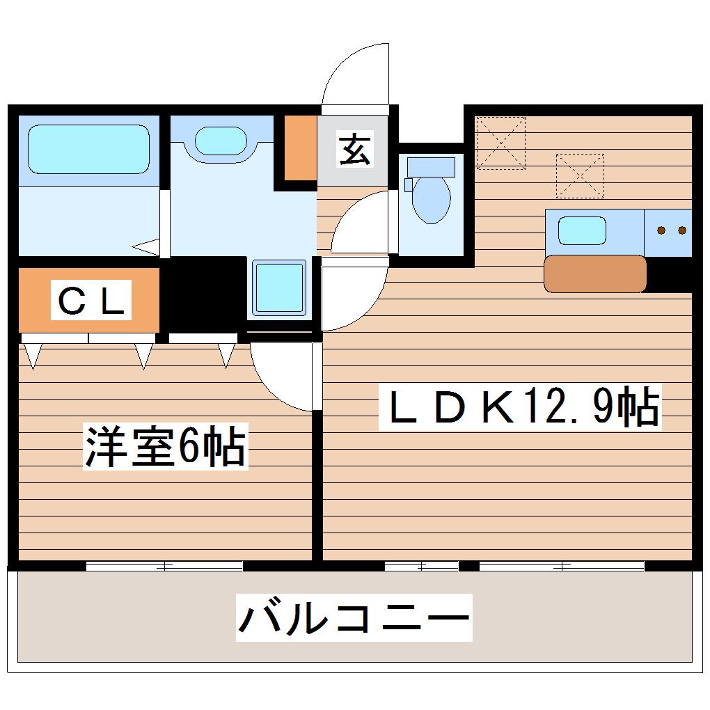 ルミエール榴ヶ岡(1LDK/1階)の間取り写真