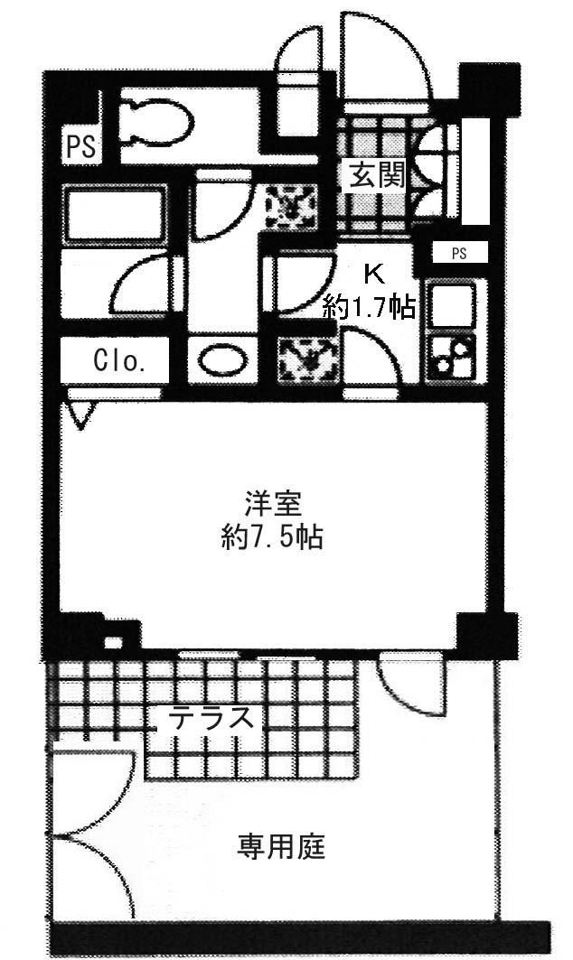 プライムアーバン用賀(1K/1階)の間取り写真