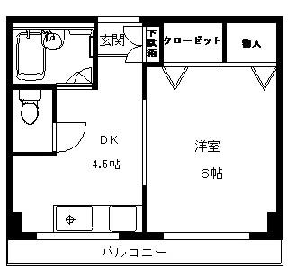 中尾マンション(1DK/3階)の間取り写真