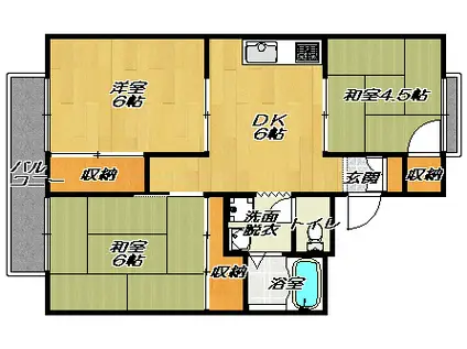 サンハイムウエムラ(3DK/2階)の間取り写真