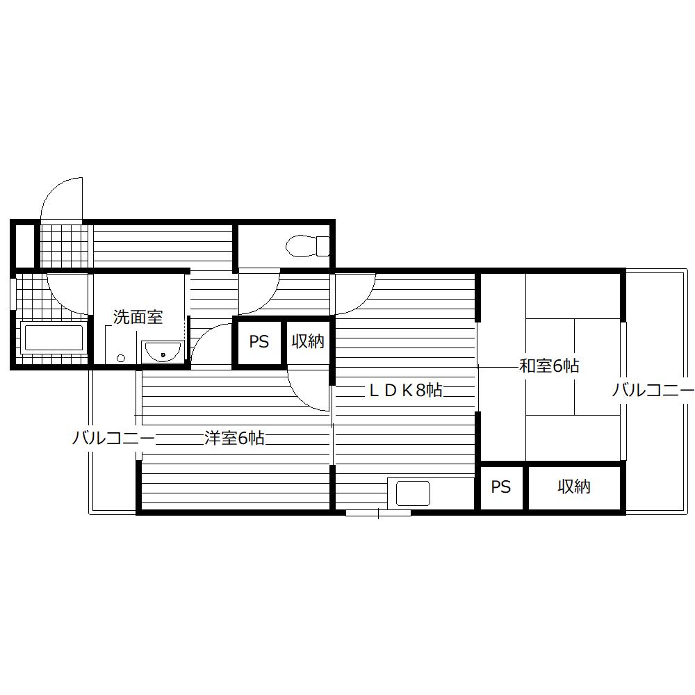 Yビル(2LDK/3階)の間取り写真