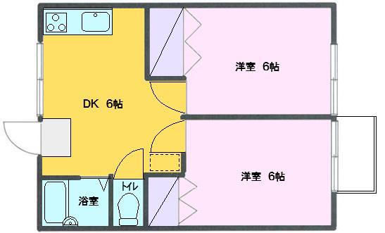 APTピア(2DK/1階)の間取り写真
