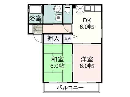 マシェリなみき(2DK/1階)の間取り写真