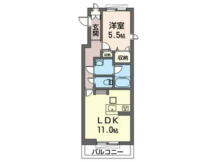 グランデュール津田沼(1LDK/2階)の間取り写真