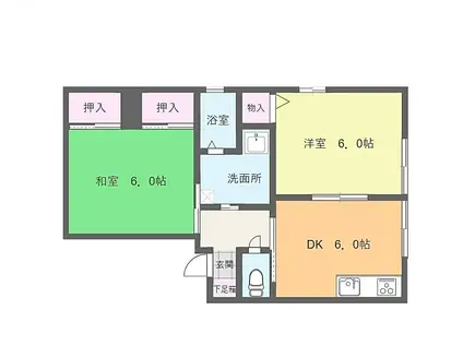 サンライズA棟(2DK/2階)の間取り写真