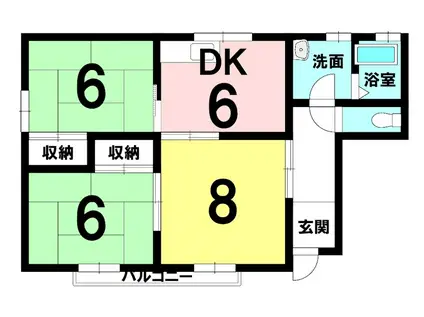 コーポいこい(3DK/2階)の間取り写真