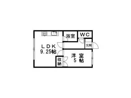 ハイツポパイ(1LDK/1階)の間取り写真