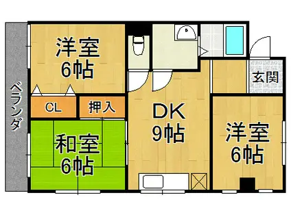 第8豊マンション(3DK/4階)の間取り写真