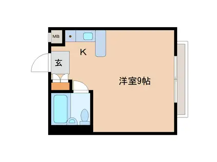 来夢ヴィレッジ西大寺(ワンルーム/2階)の間取り写真