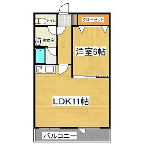 ガーネット(1LDK/1階)の間取り写真